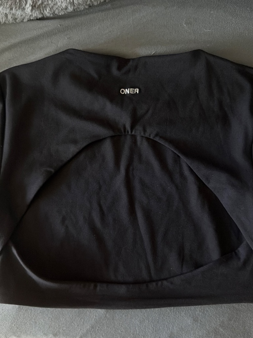 Oner Active Black Crop Top with Open Back Cutout